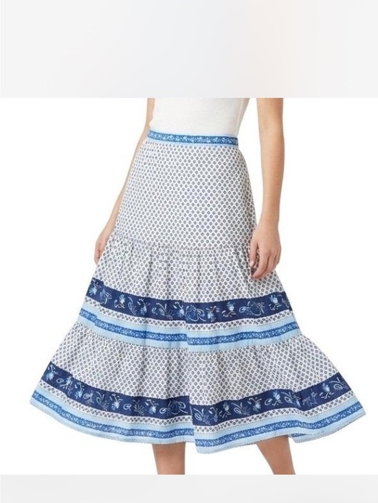 J. Crew Dresses & Skirts - J.Crew Re-Imagined 2X Coastal Floral Boho Cottagecore Print Cotton Midi Skirt
